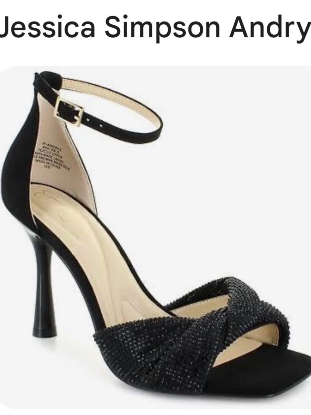 Jessica Simpson Andry 3 Black Beaded Knotted Ankle-Strap Heels retails $69